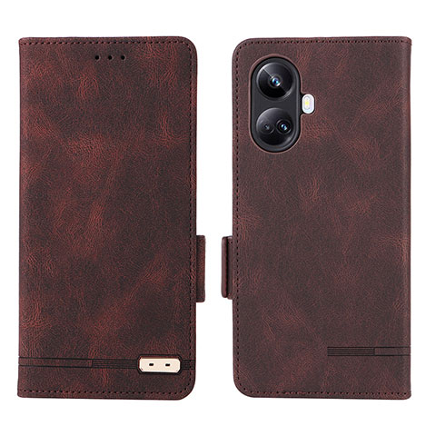 Funda de Cuero Cartera con Soporte Carcasa L06Z para Realme 10 Pro+ Plus 5G Marron