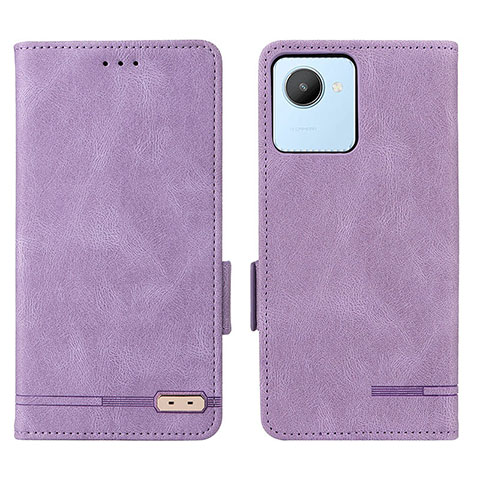 Funda de Cuero Cartera con Soporte Carcasa L06Z para Realme C30 Morado