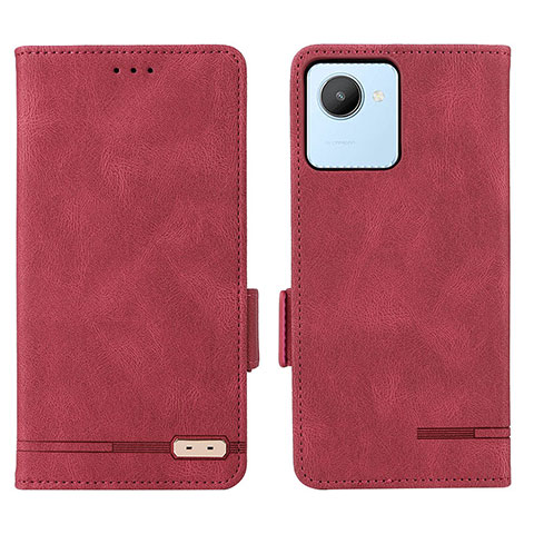 Funda de Cuero Cartera con Soporte Carcasa L06Z para Realme C30 Rojo