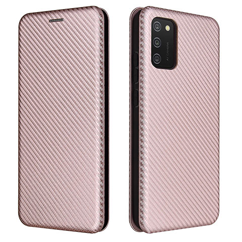 Funda de Cuero Cartera con Soporte Carcasa L06Z para Samsung Galaxy A02s Oro Rosa