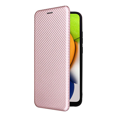 Funda de Cuero Cartera con Soporte Carcasa L06Z para Samsung Galaxy A03 Oro Rosa