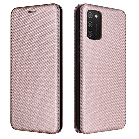 Funda de Cuero Cartera con Soporte Carcasa L06Z para Samsung Galaxy A03s Oro Rosa