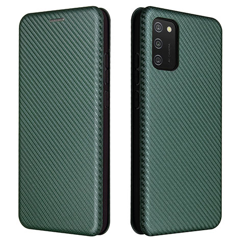 Funda de Cuero Cartera con Soporte Carcasa L06Z para Samsung Galaxy A03s Verde