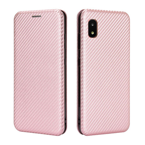 Funda de Cuero Cartera con Soporte Carcasa L06Z para Samsung Galaxy A21 SC-42A Oro Rosa