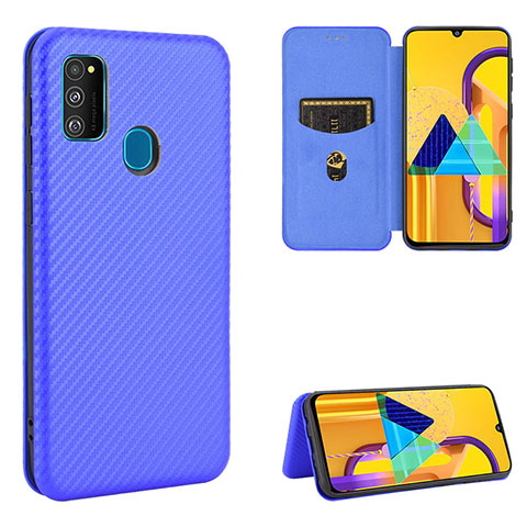 Funda de Cuero Cartera con Soporte Carcasa L06Z para Samsung Galaxy M21 Azul