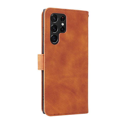 Funda de Cuero Cartera con Soporte Carcasa L06Z para Samsung Galaxy S22 Ultra 5G Marron