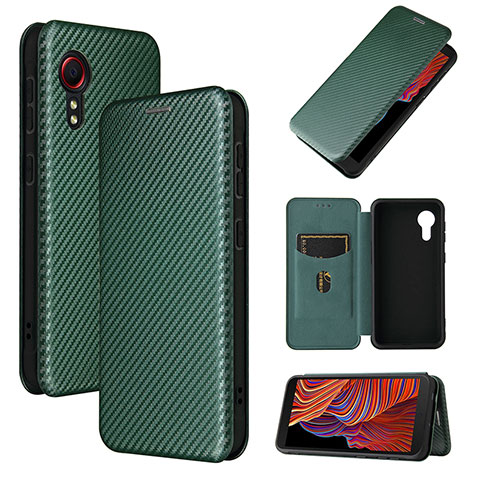 Funda de Cuero Cartera con Soporte Carcasa L06Z para Samsung Galaxy XCover 5 SM-G525F Verde