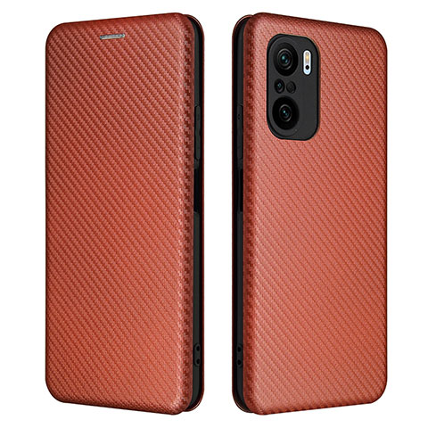 Funda de Cuero Cartera con Soporte Carcasa L06Z para Xiaomi Poco F3 5G Marron