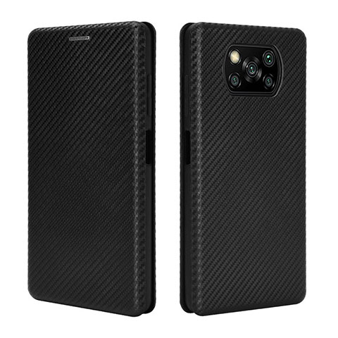 Funda de Cuero Cartera con Soporte Carcasa L06Z para Xiaomi Poco X3 NFC Negro