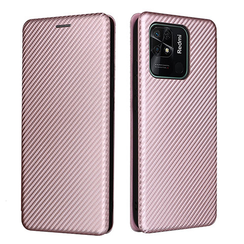 Funda de Cuero Cartera con Soporte Carcasa L06Z para Xiaomi Redmi 10 India Oro Rosa