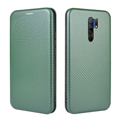 Funda de Cuero Cartera con Soporte Carcasa L06Z para Xiaomi Redmi 9 Prime India Verde