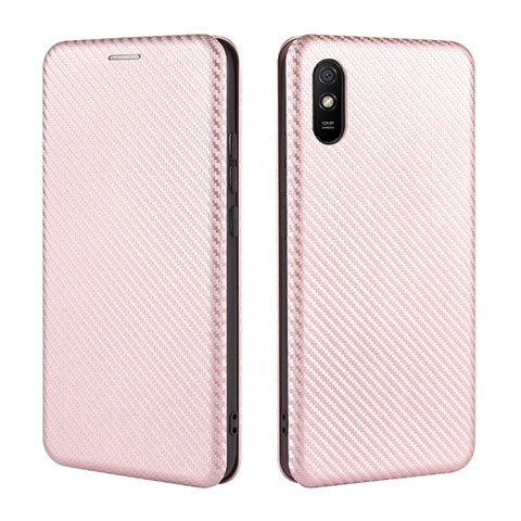 Funda de Cuero Cartera con Soporte Carcasa L06Z para Xiaomi Redmi 9A Oro Rosa