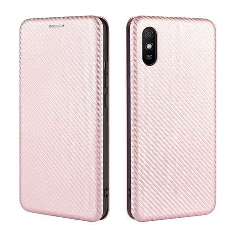 Funda de Cuero Cartera con Soporte Carcasa L06Z para Xiaomi Redmi 9i Oro Rosa