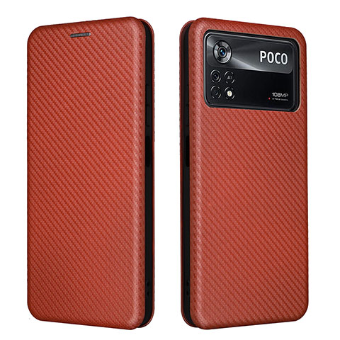 Funda de Cuero Cartera con Soporte Carcasa L06Z para Xiaomi Redmi Note 11E Pro 5G Marron