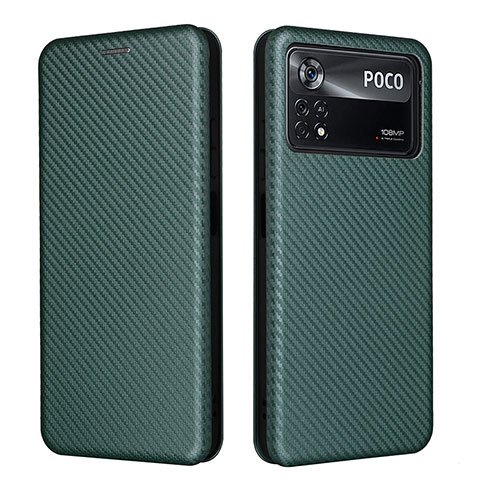 Funda de Cuero Cartera con Soporte Carcasa L06Z para Xiaomi Redmi Note 11E Pro 5G Verde