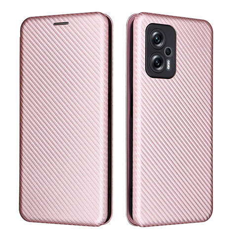 Funda de Cuero Cartera con Soporte Carcasa L06Z para Xiaomi Redmi Note 11T Pro+ Plus 5G Oro Rosa