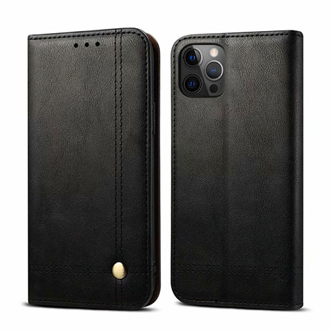 Funda de Cuero Cartera con Soporte Carcasa L07 para Apple iPhone 12 Pro Max Negro