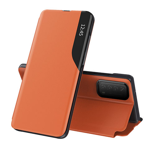 Funda de Cuero Cartera con Soporte Carcasa L07 para Huawei P Smart (2021) Naranja