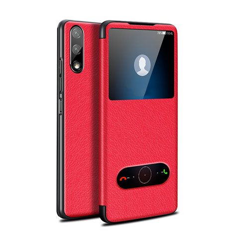 Funda de Cuero Cartera con Soporte Carcasa L07 para Huawei Y9 Prime (2019) Rojo