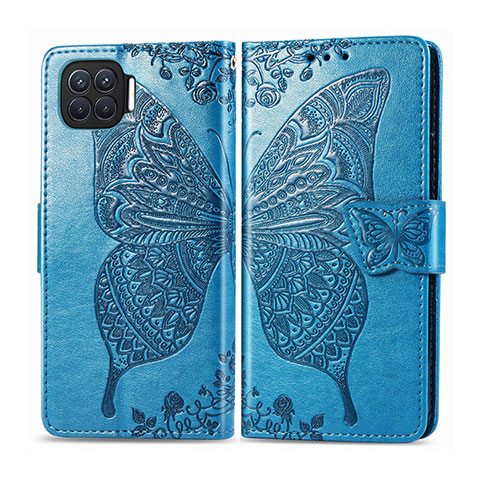 Funda de Cuero Cartera con Soporte Carcasa L07 para Oppo F17 Pro Azul