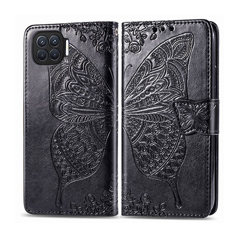 Funda de Cuero Cartera con Soporte Carcasa L07 para Oppo F17 Pro Negro