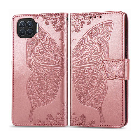 Funda de Cuero Cartera con Soporte Carcasa L07 para Oppo F17 Pro Oro Rosa