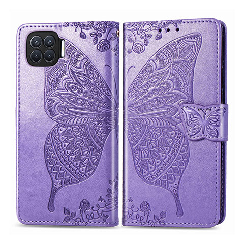 Funda de Cuero Cartera con Soporte Carcasa L07 para Oppo F17 Pro Purpura Claro