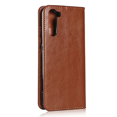 Funda de Cuero Cartera con Soporte Carcasa L07 para Oppo Reno3 A Marron Claro