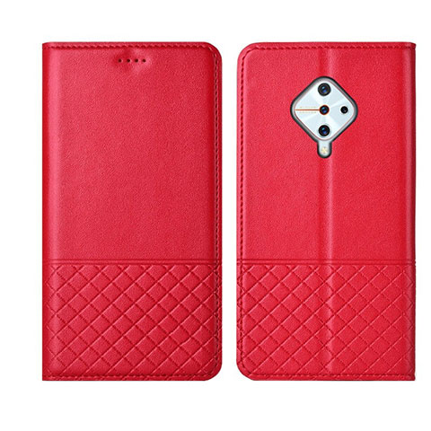 Funda de Cuero Cartera con Soporte Carcasa L07 para Vivo S1 Pro Rojo