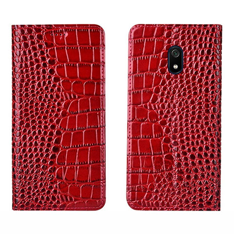Funda de Cuero Cartera con Soporte Carcasa L07 para Xiaomi Redmi 8A Rojo