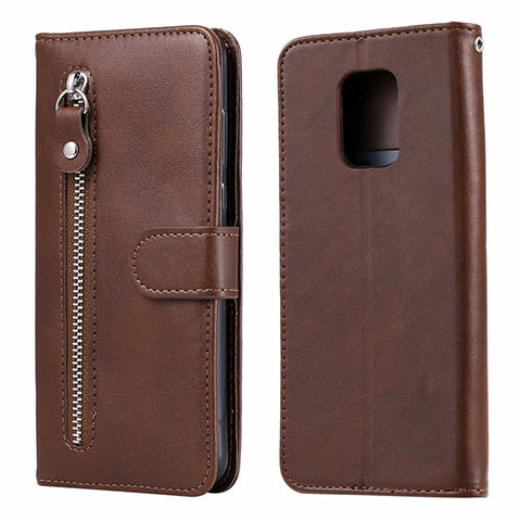 Funda de Cuero Cartera con Soporte Carcasa L07 para Xiaomi Redmi Note 9 Pro Max Marron