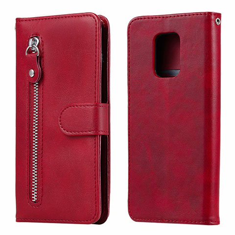 Funda de Cuero Cartera con Soporte Carcasa L07 para Xiaomi Redmi Note 9 Pro Max Rojo