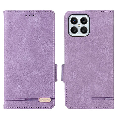 Funda de Cuero Cartera con Soporte Carcasa L07Z para Huawei Honor X8 4G Morado