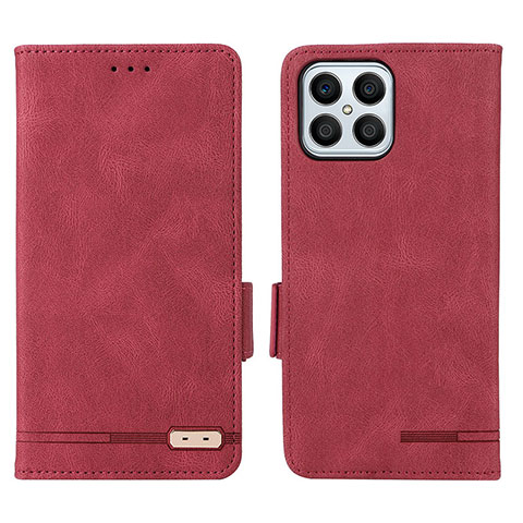 Funda de Cuero Cartera con Soporte Carcasa L07Z para Huawei Honor X8 4G Rojo