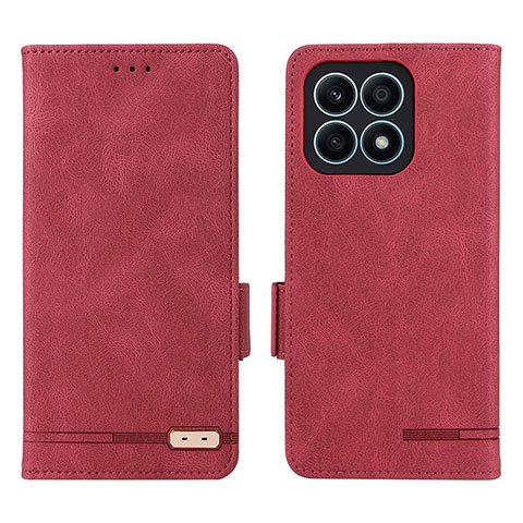 Funda de Cuero Cartera con Soporte Carcasa L07Z para Huawei Honor X8a 4G Rojo