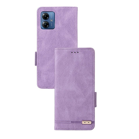 Funda de Cuero Cartera con Soporte Carcasa L07Z para Motorola Moto G14 Morado