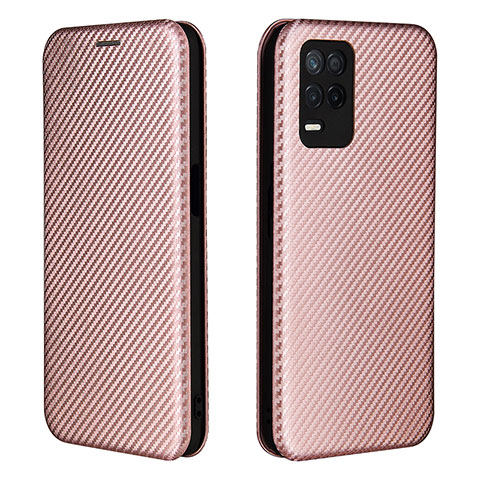 Funda de Cuero Cartera con Soporte Carcasa L07Z para Realme 8 5G Oro Rosa