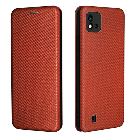 Funda de Cuero Cartera con Soporte Carcasa L07Z para Realme C20A Marron