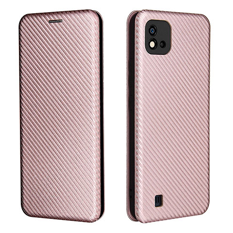 Funda de Cuero Cartera con Soporte Carcasa L07Z para Realme C20A Oro Rosa