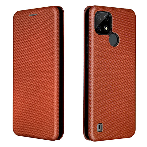 Funda de Cuero Cartera con Soporte Carcasa L07Z para Realme C21 Marron