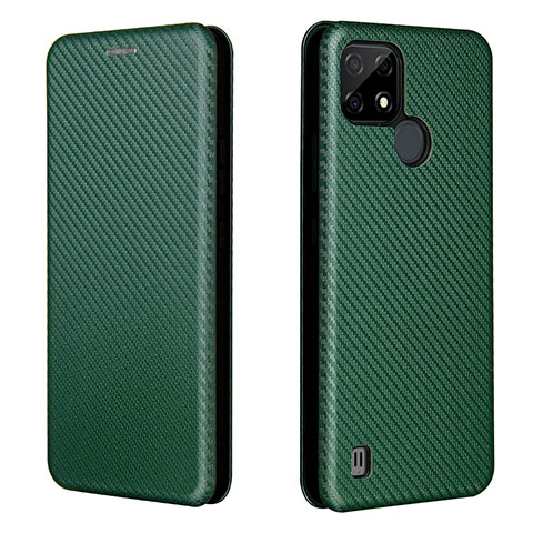 Funda de Cuero Cartera con Soporte Carcasa L07Z para Realme C21 Verde