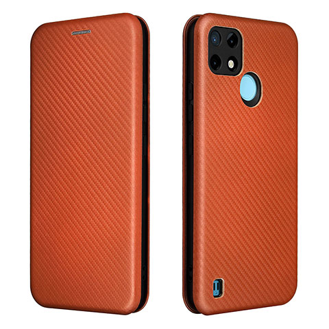 Funda de Cuero Cartera con Soporte Carcasa L07Z para Realme C21Y Marron