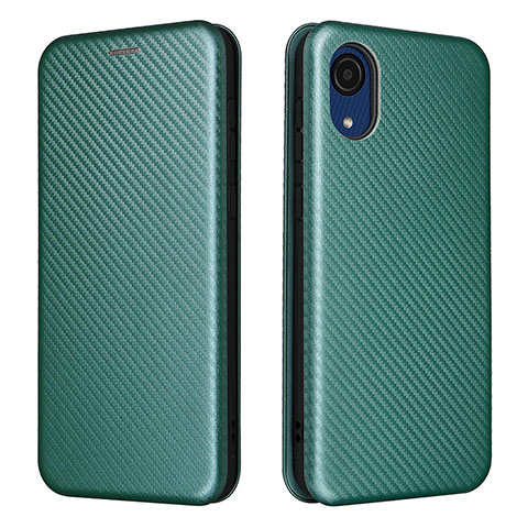 Funda de Cuero Cartera con Soporte Carcasa L07Z para Samsung Galaxy A03 Core Verde