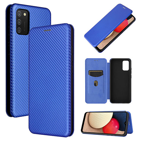 Funda de Cuero Cartera con Soporte Carcasa L07Z para Samsung Galaxy A03s Azul