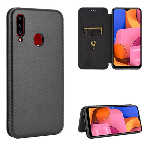 Funda de Cuero Cartera con Soporte Carcasa L07Z para Samsung Galaxy A20s Negro