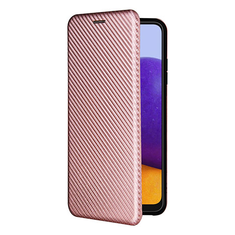 Funda de Cuero Cartera con Soporte Carcasa L07Z para Samsung Galaxy A22 5G Oro Rosa