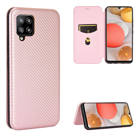 Funda de Cuero Cartera con Soporte Carcasa L07Z para Samsung Galaxy A42 5G Oro Rosa