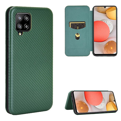 Funda de Cuero Cartera con Soporte Carcasa L07Z para Samsung Galaxy A42 5G Verde