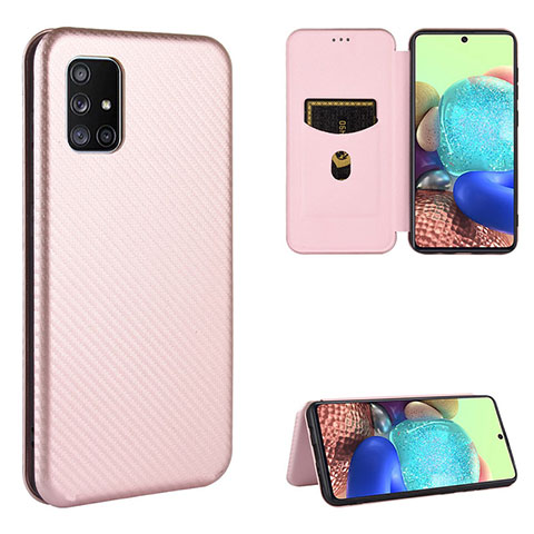 Funda de Cuero Cartera con Soporte Carcasa L07Z para Samsung Galaxy A71 5G Oro Rosa