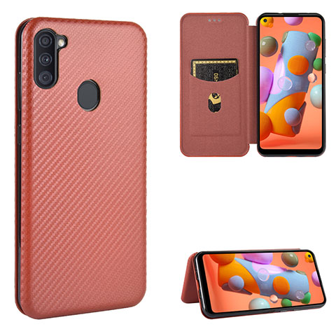 Funda de Cuero Cartera con Soporte Carcasa L07Z para Samsung Galaxy M11 Marron